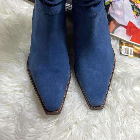 Vince Camuto Slouched Suede Western Boots Nerlinji Blue Slate - Picture 3 of 10